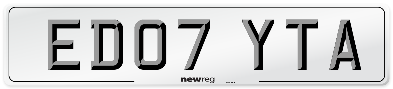ED07 YTA Number Plate from New Reg